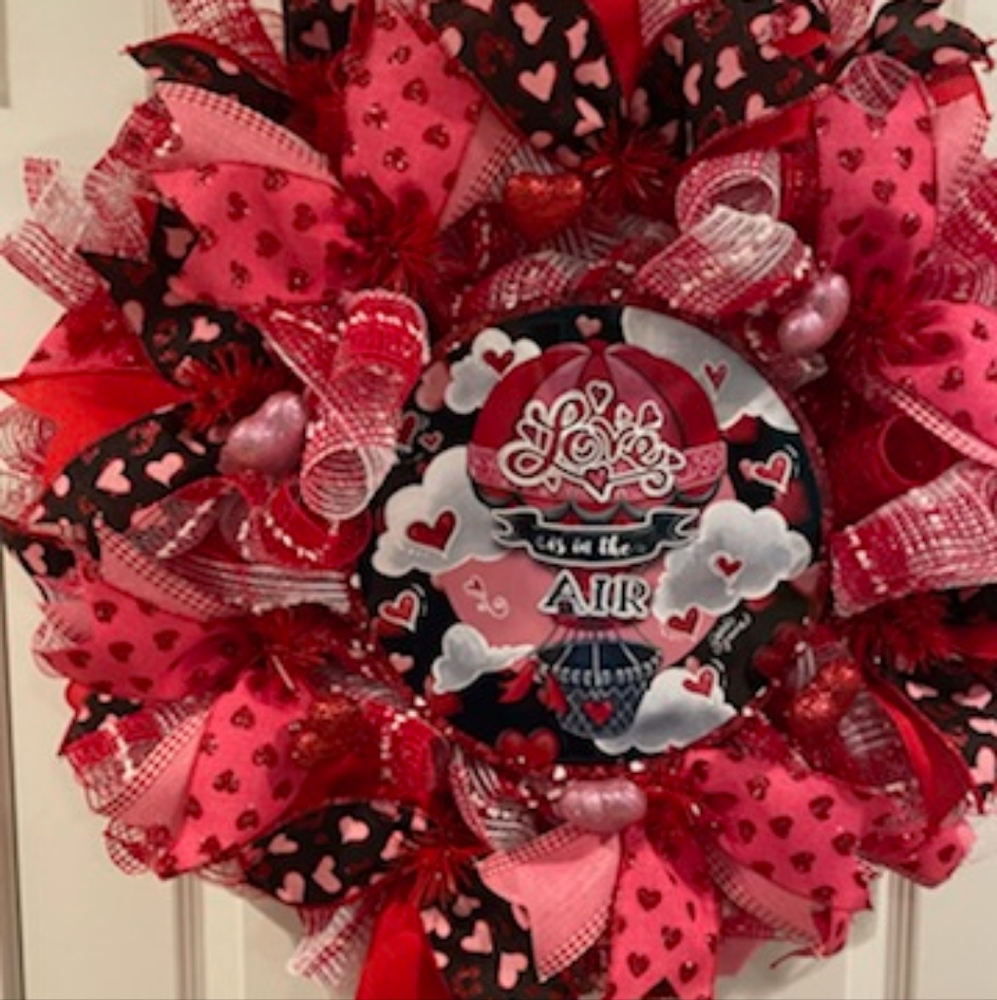 Handmade Valentines Day mesh wreath